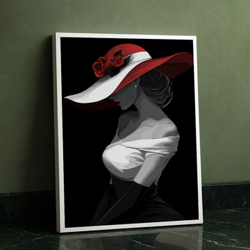 Elegant Woman In Red Hat Canvas Wall Art