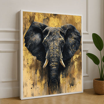 Majestic Elephant With Golden Accents Canvas Wall Art