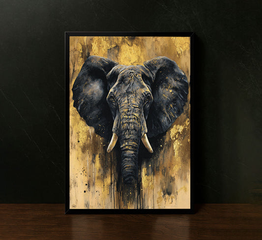 Majestic Elephant With Golden Accents Canvas Wall Art