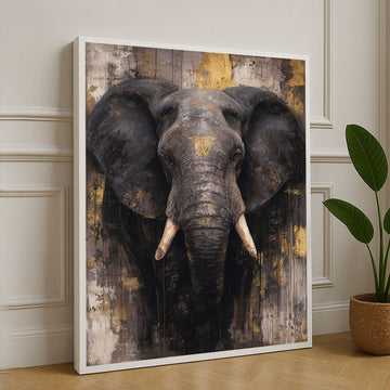 Majestic Elephant With Gold Accents Canvas Wall Art