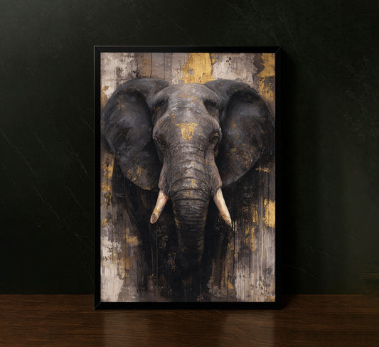 Majestic Elephant With Gold Accents Canvas Wall Art