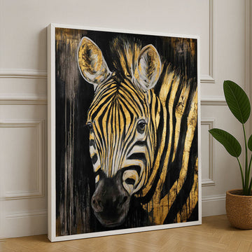 Golden Zebra Abstract Elegance Canvas Wall Art