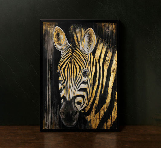 Golden Zebra Abstract Elegance Canvas Wall Art