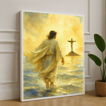 Serene Spiritual Sunset With Jesus Canvas Wall Art