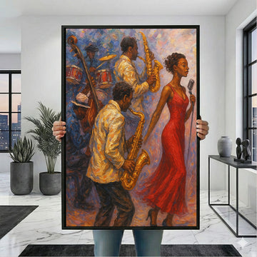 Dynamic Jazz Band Canvas Wall Art Print | Vibrant Living Room Decor | Statement Piece for Music Lovers