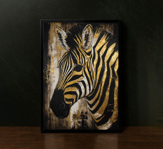 Majestic Zebra With Gold Accents Canvas Wall Art Masterpiece