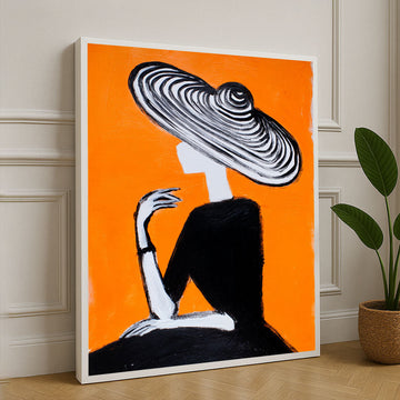 Sophisticated Lady In Striped Hat Canvas Wall Art