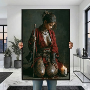 Enchanting Samurai Woman With Tattoos Canvas Wall Art