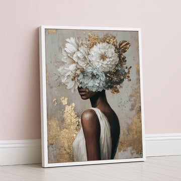 Captivating Woman With Floral Headpiece Canvas Wall Art