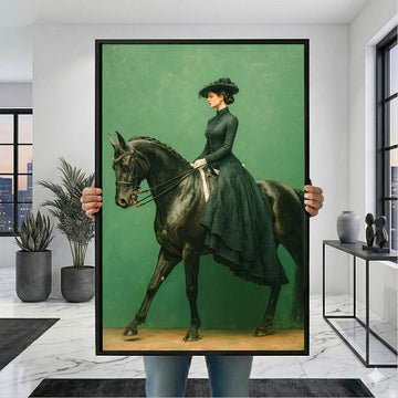 Elegant Woman In Victorian Riding Attire Canvas Wall Art