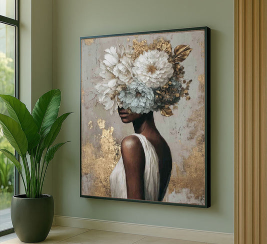 Captivating Woman With Floral Headpiece Canvas Wall Art