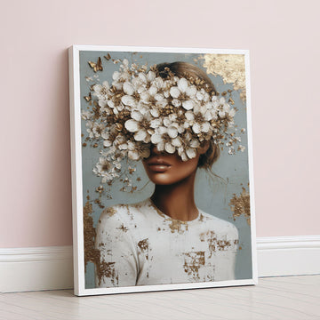 Elegant Woman With Floral Headpiece Canvas Wall Art