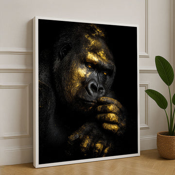 Regal Golden Gorilla Portrait Canvas Wall Art