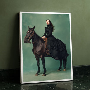 Elegant Woman In Victorian Dress On Horse Canvas Wall Art