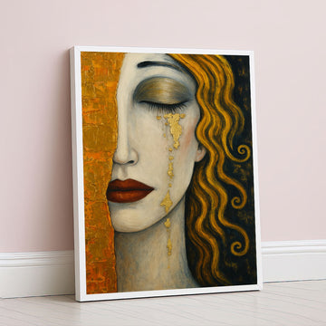 Enchanting Woman With Golden Tears Canvas Wall Art