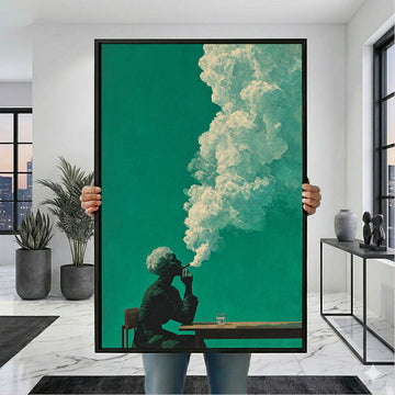 Dramatic Woman Smoking With Billowing Smoke Canvas Wall Art