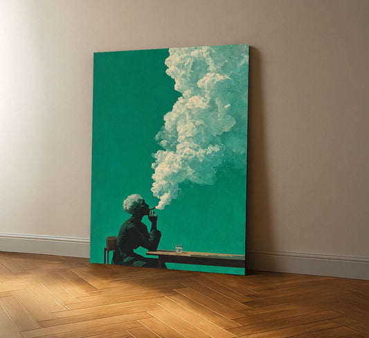 Dramatic Woman Smoking With Billowing Smoke Canvas Wall Art