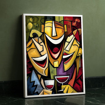 Bold Abstract Colorful Masks Canvas Wall Art