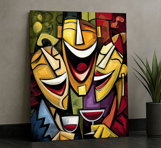 Bold Abstract Colorful Masks Canvas Wall Art