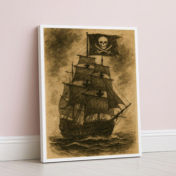 Dramatic Pirate Ship On Stormy Seas Canvas Wall Art