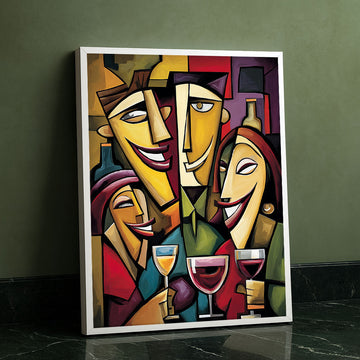 Vibrant Abstract Faces In Bold Colors Canvas Wall Art