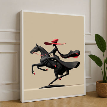Stylish Equestrian Elegance In Black And Red Canvas Wall Art