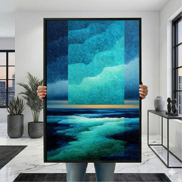 Mystical Blue And Teal Abstract Landscape Canvas Wall Art