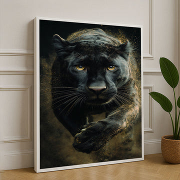 Dynamic Black Panther In Motion Canvas Wall Art