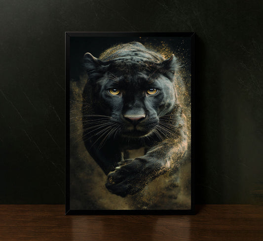 Dynamic Black Panther In Motion Canvas Wall Art