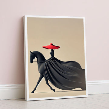 Elegant Woman In Flowing Black Dress Canvas Wall Art