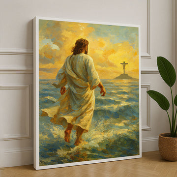 Divine Serenity Sunset Ocean Scene Canvas Wall Art
