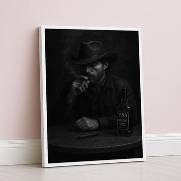 Moody Cowboy Smoking Portrait Canvas Wall Art