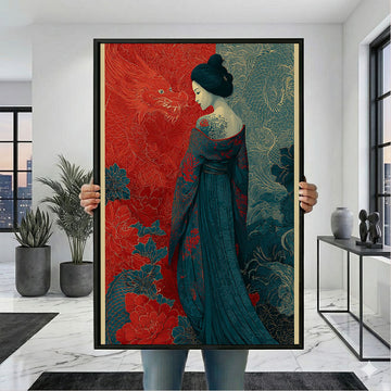 Enchanting Samurai Woman With Tattoos Canvas Wall Art