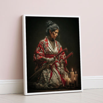 Enchanting Samurai Woman With Tattoos Canvas Wall Art