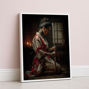 Enchanting Samurai Woman With Tattoos Canvas Wall Art