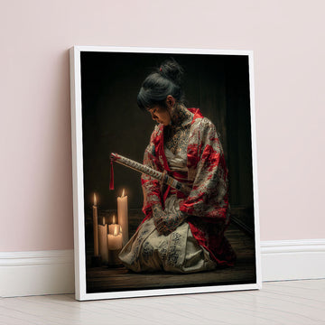 Enchanting Samurai Woman With Tattoos Canvas Wall Art