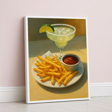 Margarita And Fries Realistic Still Life Canvas Wall Art
