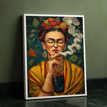 Enchanting Woman With Flowers And Smoke Canvas Wall Art