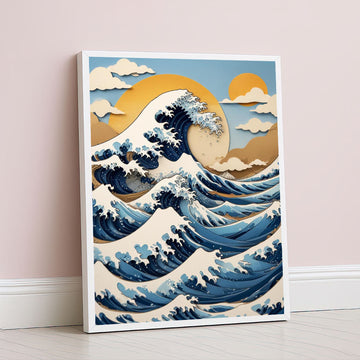 Majestic Ocean Wave Inspired Japanese Canvas Wall Art