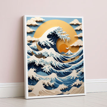 Great Wave Inspired Japanese Seascape Canvas Wall Art