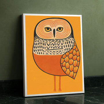 Vibrant Orange And Yellow Owl Illustration Canvas Wall Art