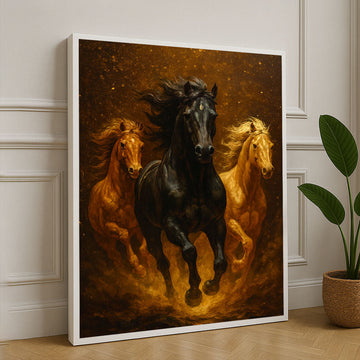 Majestic Trio Of Galloping Horses Canvas Wall Art
