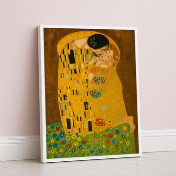 Enchanting Lovers Embrace In Gold Canvas Wall Art