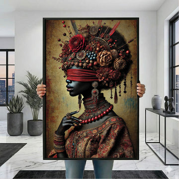 Bold African Women Portrait Canvas Wall Art Print | Boho Living Room Decor | Statement Piece