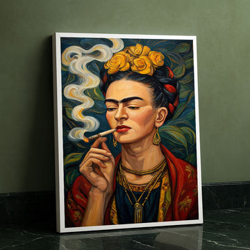 Captivating Woman With Flowers And Smoke Canvas Wall Art