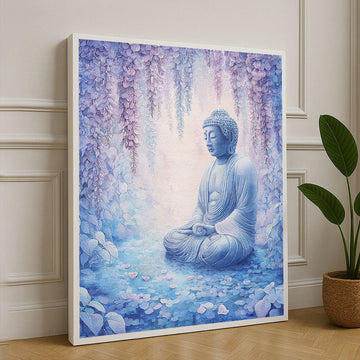 Tranquil Buddha In Lavender Blossoms Canvas Wall Art