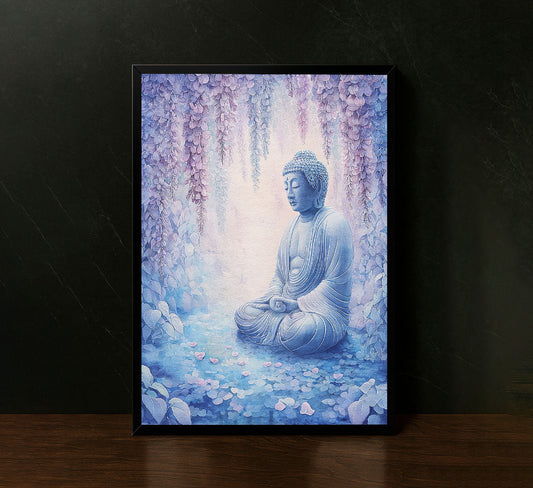 Tranquil Buddha In Lavender Blossoms Canvas Wall Art