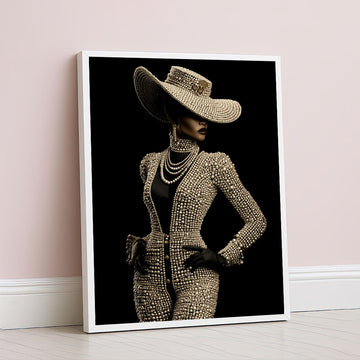 Elegant Woman In Beaded Fashion Canvas Wall Art