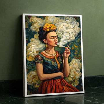 Captivating Woman In Traditional Dress Smoking Canvas Wall Art