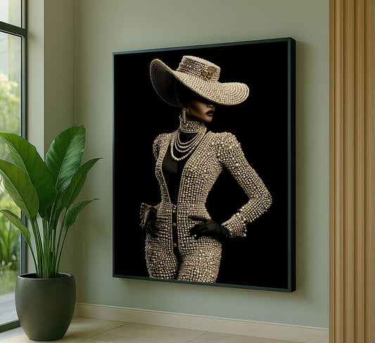 Elegant Woman In Beaded Fashion Canvas Wall Art